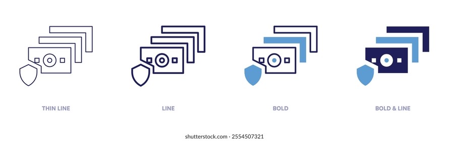 Money tool icon in 4 different styles. Thin Line, Line, Bold, and Bold Line. Duotone style. Editable stroke.