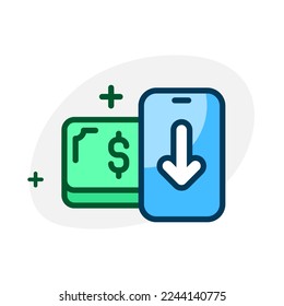 Money Top up Button on mobile app concept illustration flat design vector eps10. graphic element for icon, infographic, empty state app or web ui