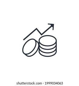 Money to the top. Growing financial support. Vector linear icon isolated on white background.