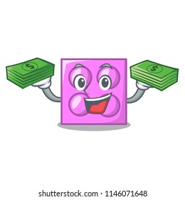 With money toy brick mascot cartoon