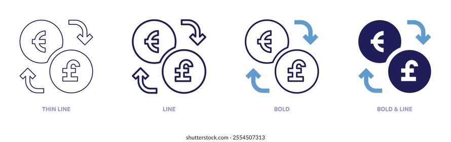 Money tracker icon in 4 different styles. Thin Line, Line, Bold, and Bold Line. Duotone style. Editable stroke.