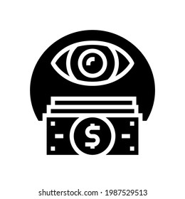 money tracking glyph icon vector. money tracking sign. isolated contour symbol black illustration