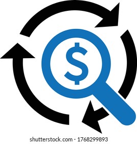 Money tracking icon on white background.