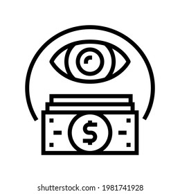 money tracking line icon vector. money tracking sign. isolated contour symbol black illustration