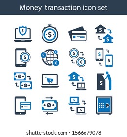 Money transaction flat icon set