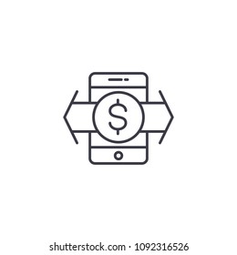 Money transaction linear icon concept. Money transaction line vector sign, symbol, illustration.