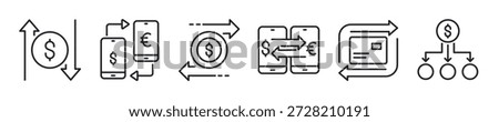 Money transaction thin line icon set. Web minimal icons