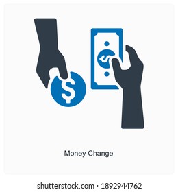 Concepto de icono de transacción monetaria o transferencia de dinero