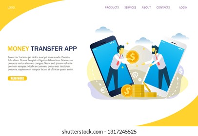 Diseño de página web, página web y página de inicio para el desarrollo de sitios web y sitios móviles. Pago en línea, transferencia de dinero conceptos de aplicación móvil.