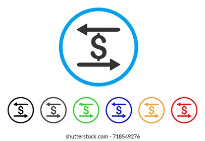 Money Transactions rounded icon. Style is a flat money transactions grey symbol inside light blue circle with black, gray, green, blue, red, orange color versions.