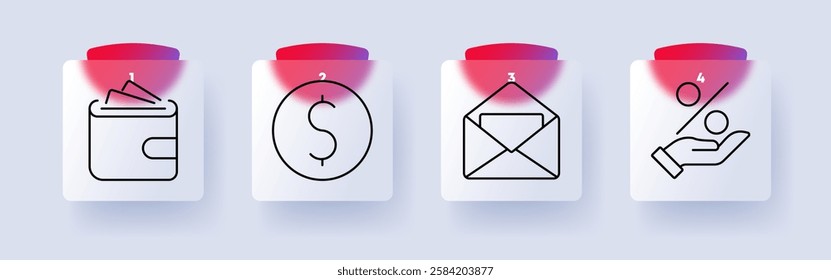 Money and transactions set icon. Wallet, cash, savings, financial security, investment, banking, income, expense management, money transfers, payment methods