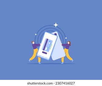 Money transactions using NFC. Transfer balance and send data. cashless payments. Payment method using Smartphone. services and technology. illustration concept design. vector elements. blue background