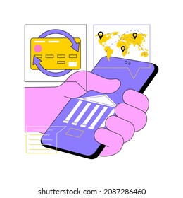 Money Transfer Abstract Concept Vector Illustration. Credit Card Transfer, Digital Payment Method, Online Cashback Service, Electronic Bank Transaction, Sending Money Worldwide Abstract Metaphor.