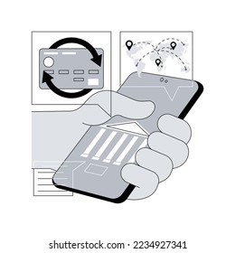 Ilustración del vector de concepto abstracto de transferencia de dinero. Transferencia de tarjeta de crédito, método de pago digital, servicio de devolución de efectivo en línea, transacción bancaria electrónica, envío de dinero a nivel mundial metáfora abstracta.