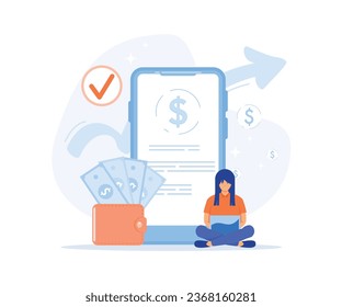 Money transfer, cashback, digital wallet app, online transactions, mobile banking concepts.   flat vector modern illustration