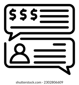Money transfer chat icon outline vector. Bank payment. Digital card