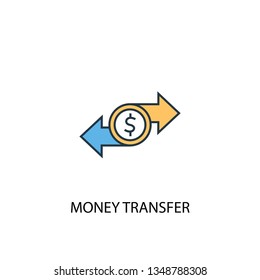 money transfer concept 2 colored line icon. Simple yellow and blue element illustration. money transfer concept outline symbol design