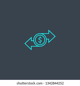 money transfer concept blue line icon. Simple thin element on dark background. money transfer concept outline symbol design. Can be used for web and mobile UI/UX