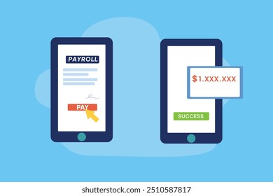 Concepto de transferencia de dinero. Ilustración vectorial plana de color aislada.