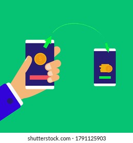 concepto de transferencia de dinero diseño plano