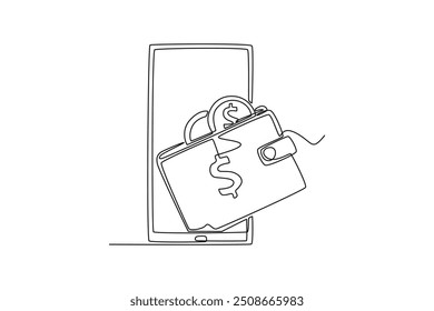 Money Transfer concept. Single line draw design vector graphic illustration.