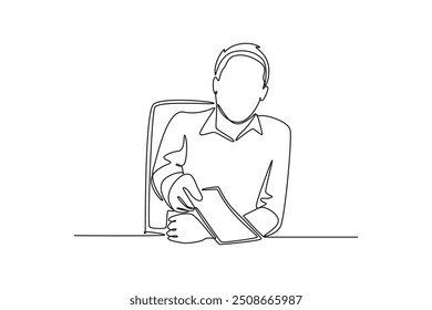 Money Transfer concept. Single line draw design vector graphic illustration.