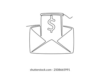 Conceito de transferência de dinheiro. Ilustração gráfica vetorial de design de desenho de linha única.