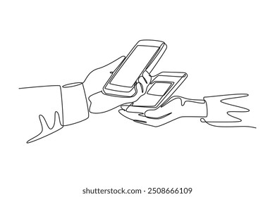 Money Transfer concept. Single line draw design vector graphic illustration.