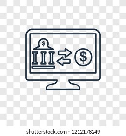 Money transfer concept vector linear icon isolated on transparent background, Money transfer concept transparency concept in outline style