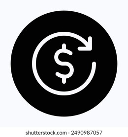 Money Transfer, Dollar Refund Vector Icon, 