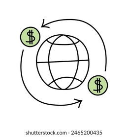 Money transfer doodle. Vector Isolated on white background