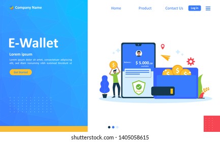 Money transfer to e-wallet concept, financial savings and online payment Suitable for web landing page, ui, mobile app, banner template. Vector Illustration