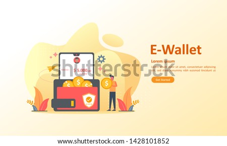 Money transfer to e-wallet concept, financial savings and online payment Suitable for web landing page, ui, mobile app, banner template. Vector Illustration