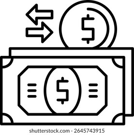 Design de ícone de estilo preenchido de transferência de dinheiro