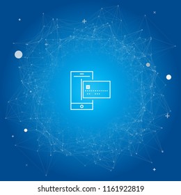 Money Transfer - Fintech Illustration - Mobile Phone Line Art Logo Background