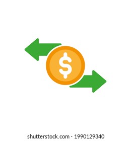 vector de icono plano de transferencia de dinero