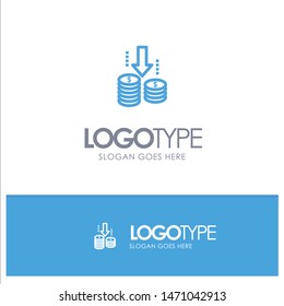 Money, Transfer, Fund, Analysis Blue outLine Logo with place for tagline. Vector Icon Template background
