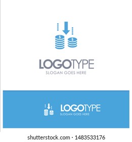 Money, Transfer, Fund, Analysis Blue Solid Logo with place for tagline