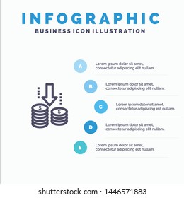 Money, Transfer, Fund, Analysis Line icon with 5 steps presentation infographics Background