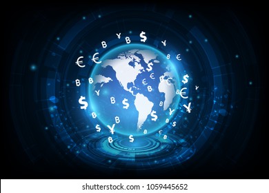 Money transfer. Global Currency. Stock Exchange. Stock vector illustration.