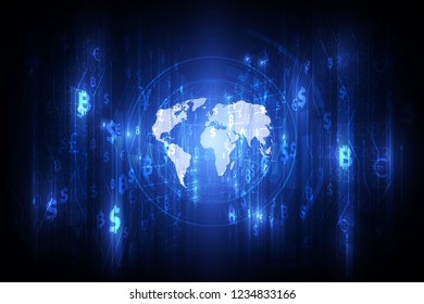 Money transfer. Global Currency. Stock Exchange. Stock vector illustration.