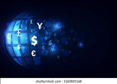 Money transfer. Global Currency. Stock Exchange. Stock vector illustration.