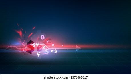 Money transfer. Global Currency. Stock Exchange. Stock vector illustration.