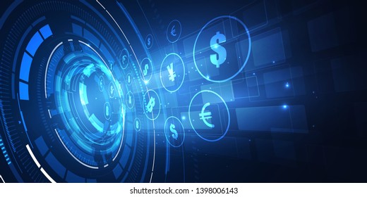 Money transfer. Global Currency. Stock Exchange. Stock vector illustration.