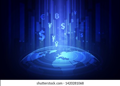 Money transfer. Global Currency. Stock Exchange. Stock vector illustration.