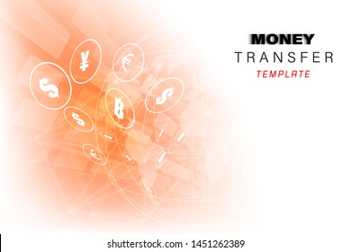 Money transfer. Global Currency. Stock Exchange. Stock vector illustration.