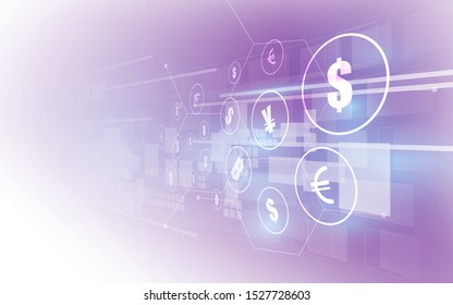 Money transfer. Global Currency. Stock Exchange. Stock vector illustration.