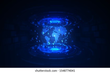 Money transfer. Global Currency. Stock Exchange. Stock vector illustration.
