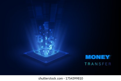 Money transfer. Global Currency. Stock Exchange. Stock vector illustration.