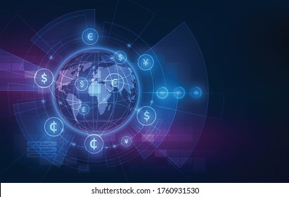 Money transfer. Global Currency. Stock Exchange. Stock vector illustration.eps10